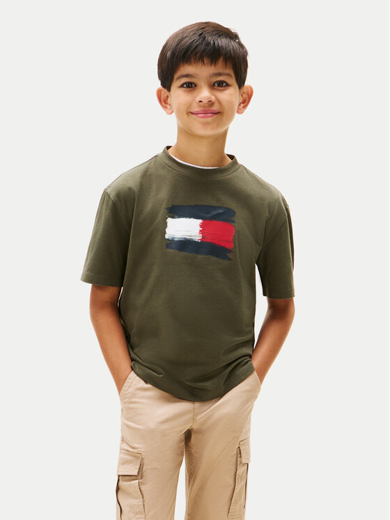 Tommy Hilfiger T-Shirt Flag Archive KB0KB10111 Zielony Regular Fit