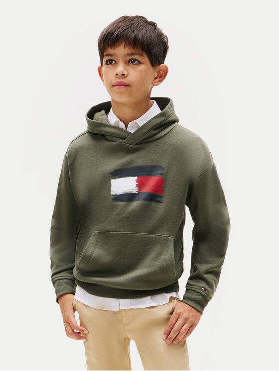Tommy Hilfiger Bluza Flag KB0KB10112 Zielony Regular Fit