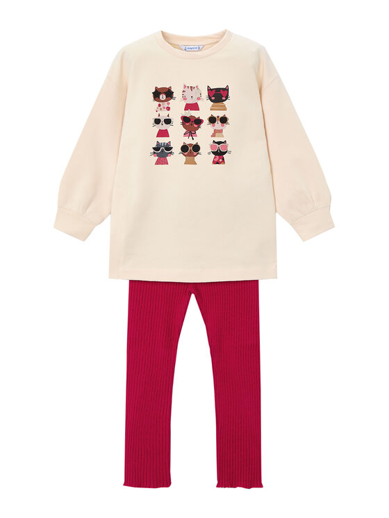 Mayoral Komplet bluza i legginsy 4722 Czerwony Regular Fit