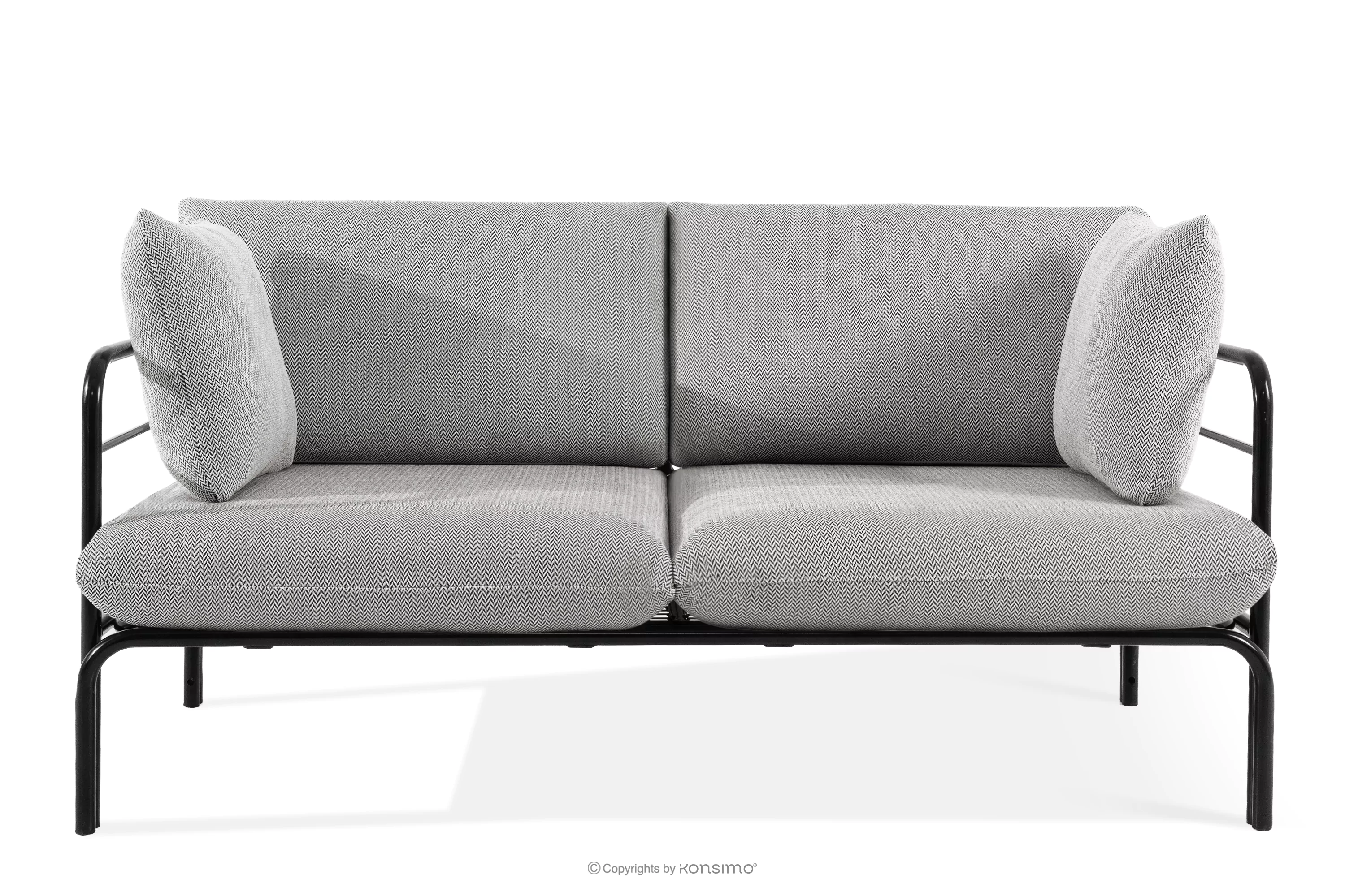 Loftowa sofa ogrodowa 2 na metalowych nogach antracytowy/ciemny szary/biały RAMBE