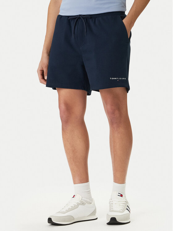 Tommy Jeans Szorty sportowe Contrast Linear DM0DM22697 Granatowy Regular Fit