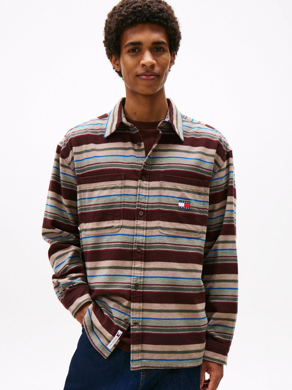 Tommy Jeans Męska koszula flanelowa Mężczyźni Comfort Fit Bawełna brązowy|beżowy|zielony, XL