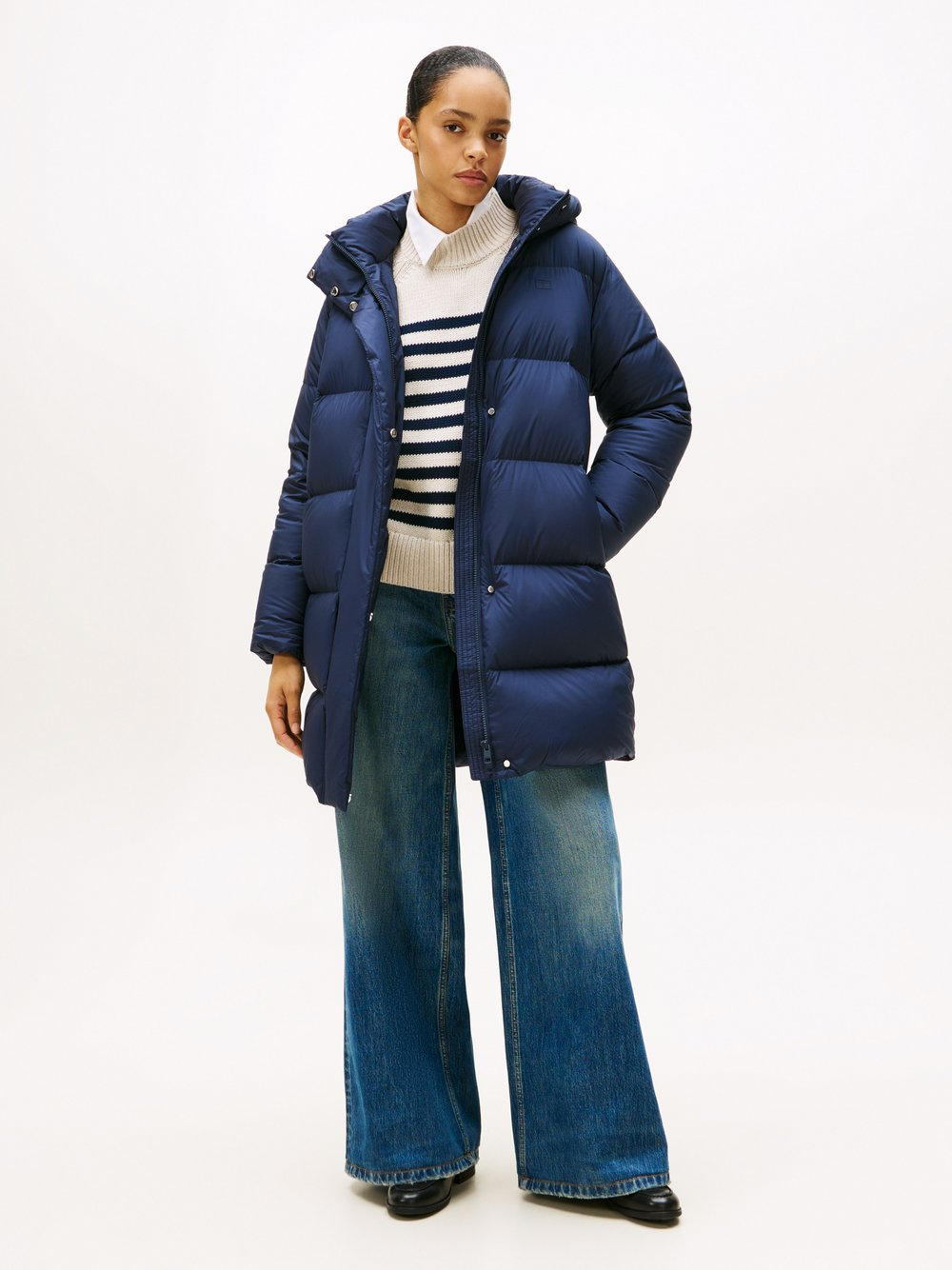 Tommy Hilfiger Damski płaszcz puchowy Kobiety Sztuczne włókno niebieski, M