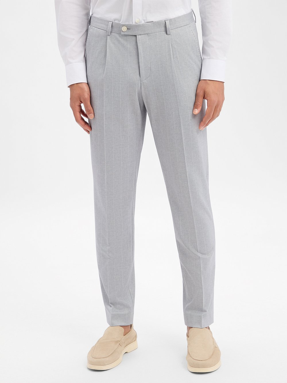 Finshley & Harding London Męskie spodnie garniturowe Mężczyźni Slim Fit szary, 46