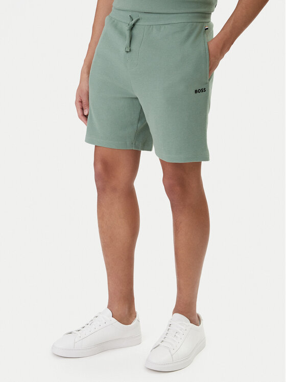 BOSS Szorty sportowe Waffle 50535884 Zielony Regular Fit