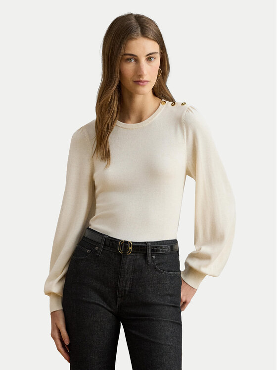 LAUREN RALPH LAUREN Sweter 200980974002 Beżowy Relaxed Fit