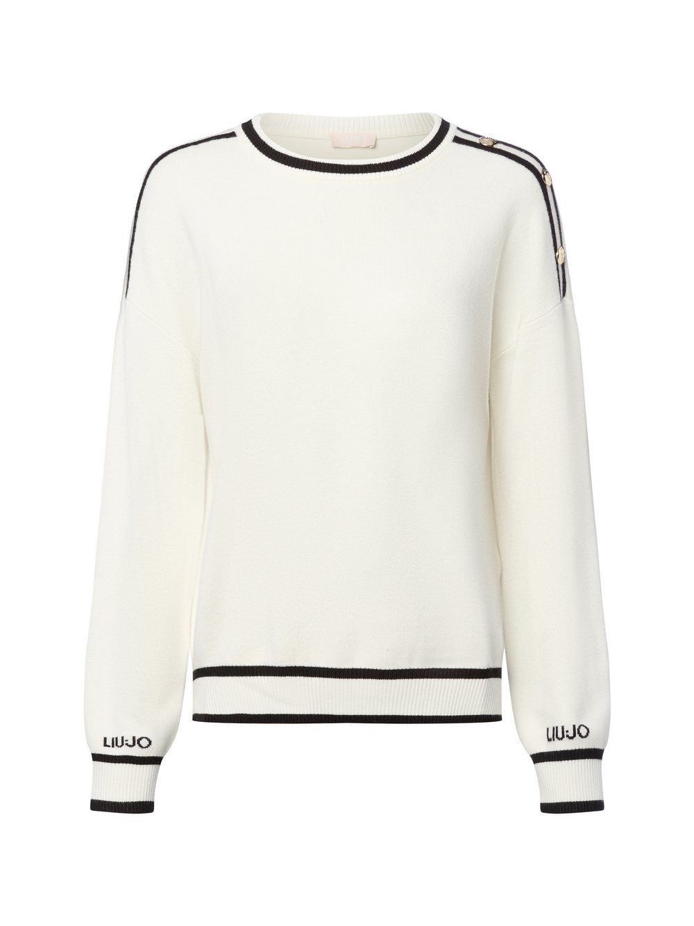 Liu Jo Collection Sweter damski z dzianiny - Maglia chiusa Kobiety wiskoza biały|czarny, M