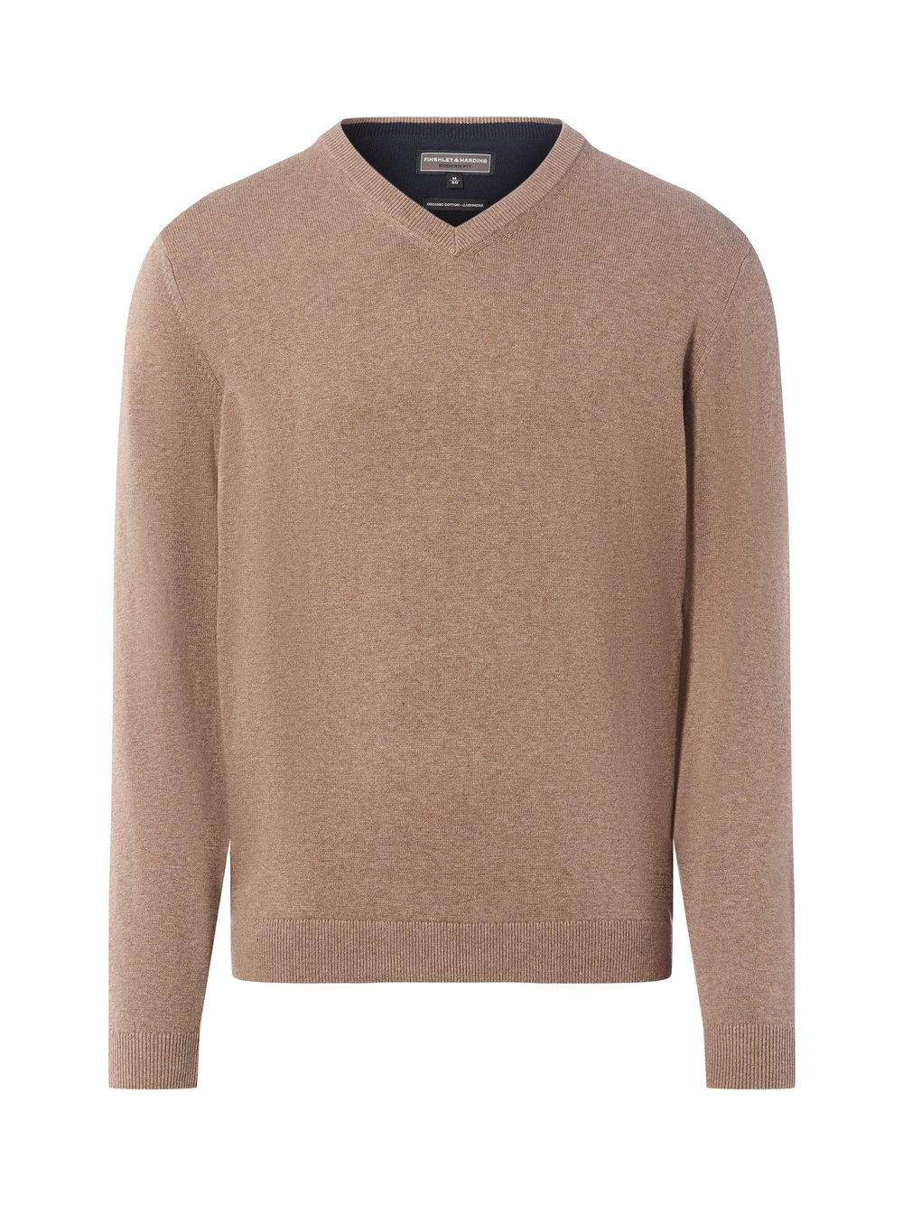 Finshley & Harding Sweter z zawartością kaszmiru Mężczyźni Bawełna brązowy, XXXL