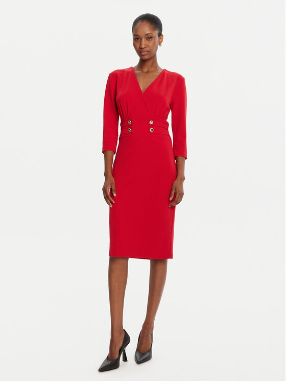 Rinascimento Sukienka koktajlowa CFC0126151003 Czerwony Slim Fit
