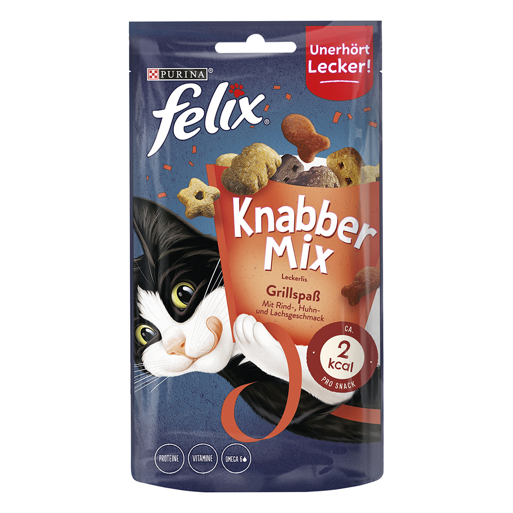 3 + 1 gratis! Felix, przysmaki dla kota, różne rodzaje - KnabberMix, Grill, 4 x 60 g