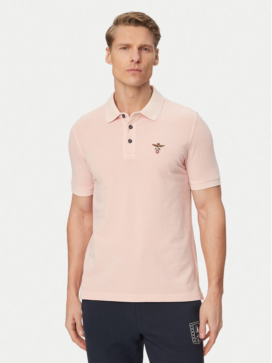 Aeronautica Militare Polo 261PO1925UP00406 Różowy jasny Regular Fit