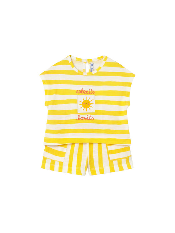 Mayoral Komplet t-shirt i spodenki 1208 Żółty Regular Fit