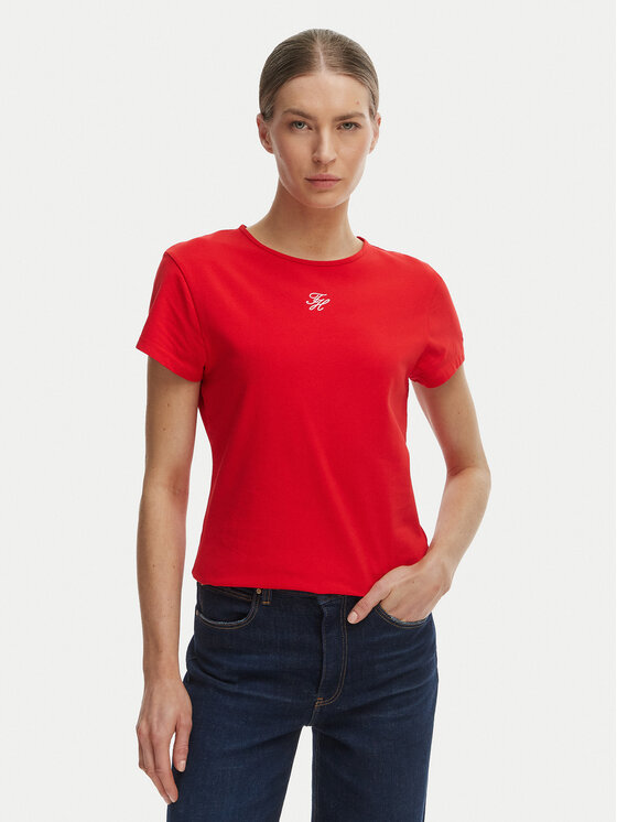 Tommy Hilfiger T-Shirt WW0WW48710 Pomarańczowy Slim Fit