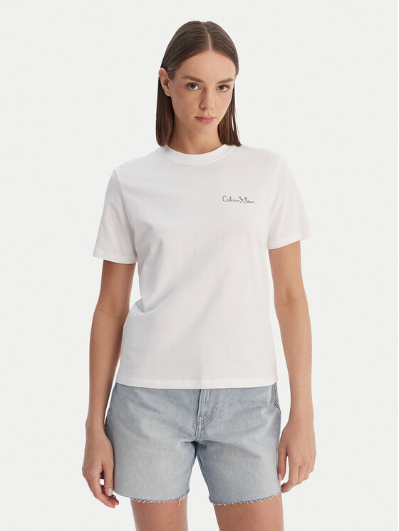 Calvin Klein T-Shirt Calvin Klein-Lv047E809G Yaa LV047E809G Biały Classic Fit