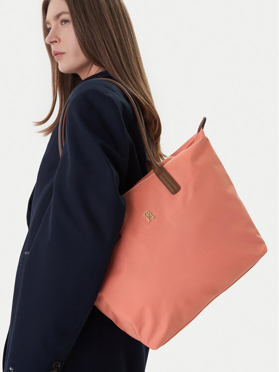 Tommy Hilfiger Torebka Popette Tote AW0AW17711 Koralowy