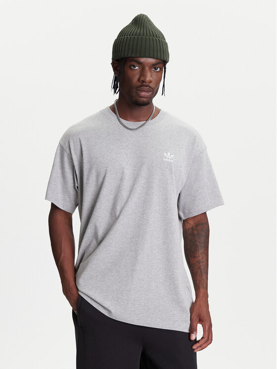 adidas T-Shirt Trefoil Essentials JY6270 Szary Oversize