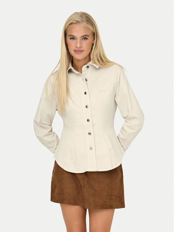 ONLY Koszula jeansowa Perla 15359156 Beżowy Slim Fit