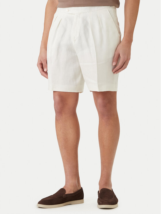 BOSS Szorty materiałowe H-Perin 50561858 Biały Tapered Fit