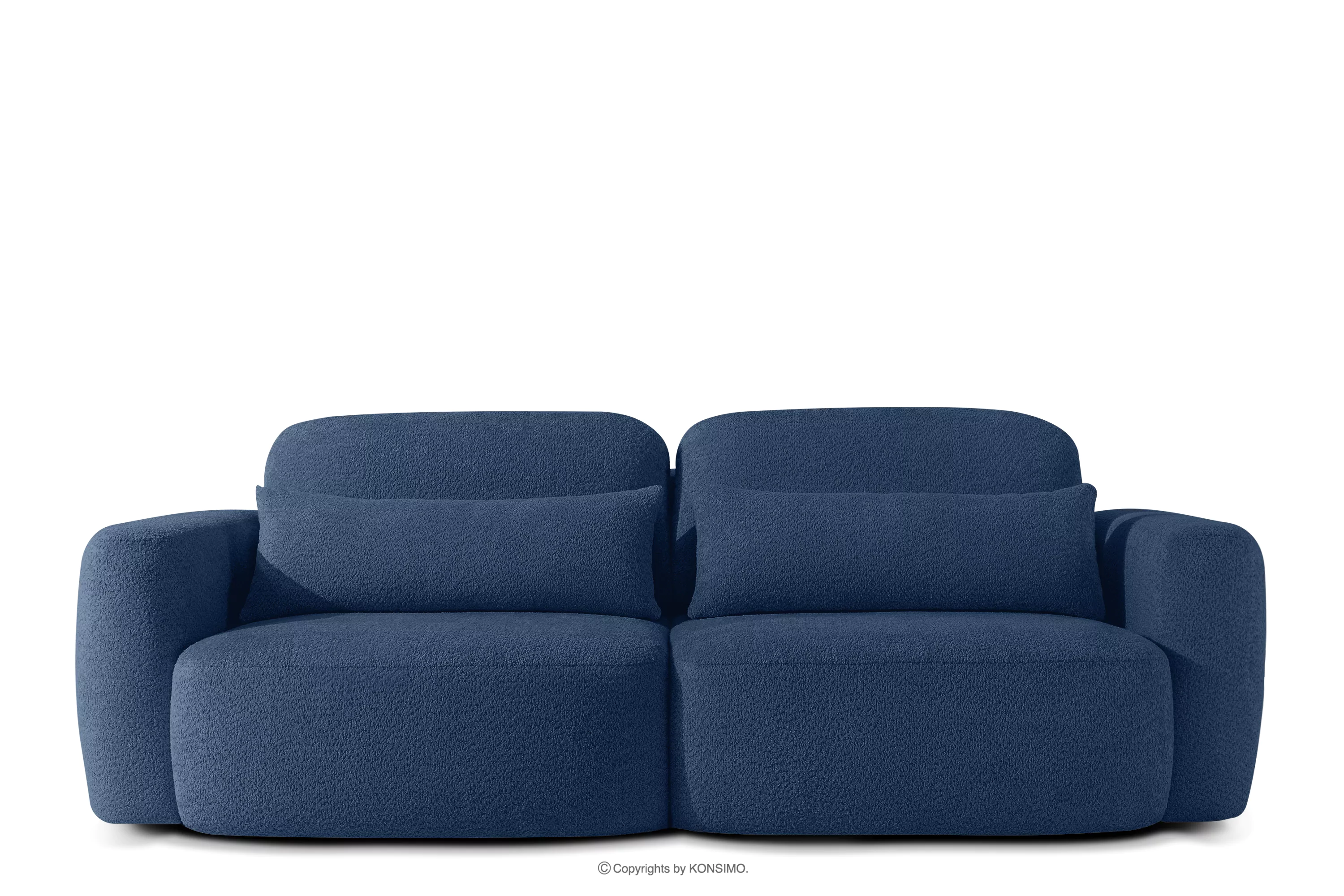 Sofa trzyosobowa w stylu japońskim w tkaninie boucle granatowy ELOSA