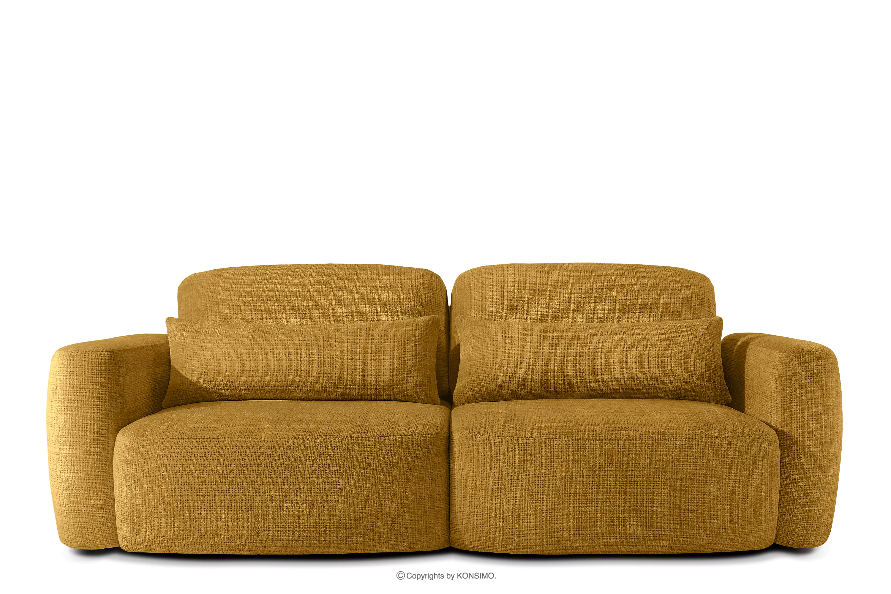 Sofa trzyosobowa w stylu japońskim w tkaninie szenil żółty ELOSA