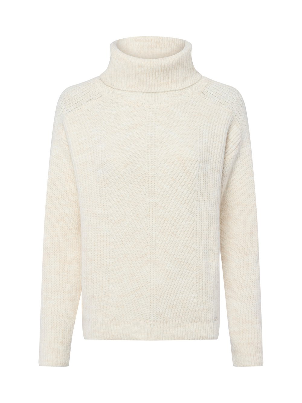 More & More Damski sweter z golfem Kobiety Sztuczne włókno beżowy|biały, 38