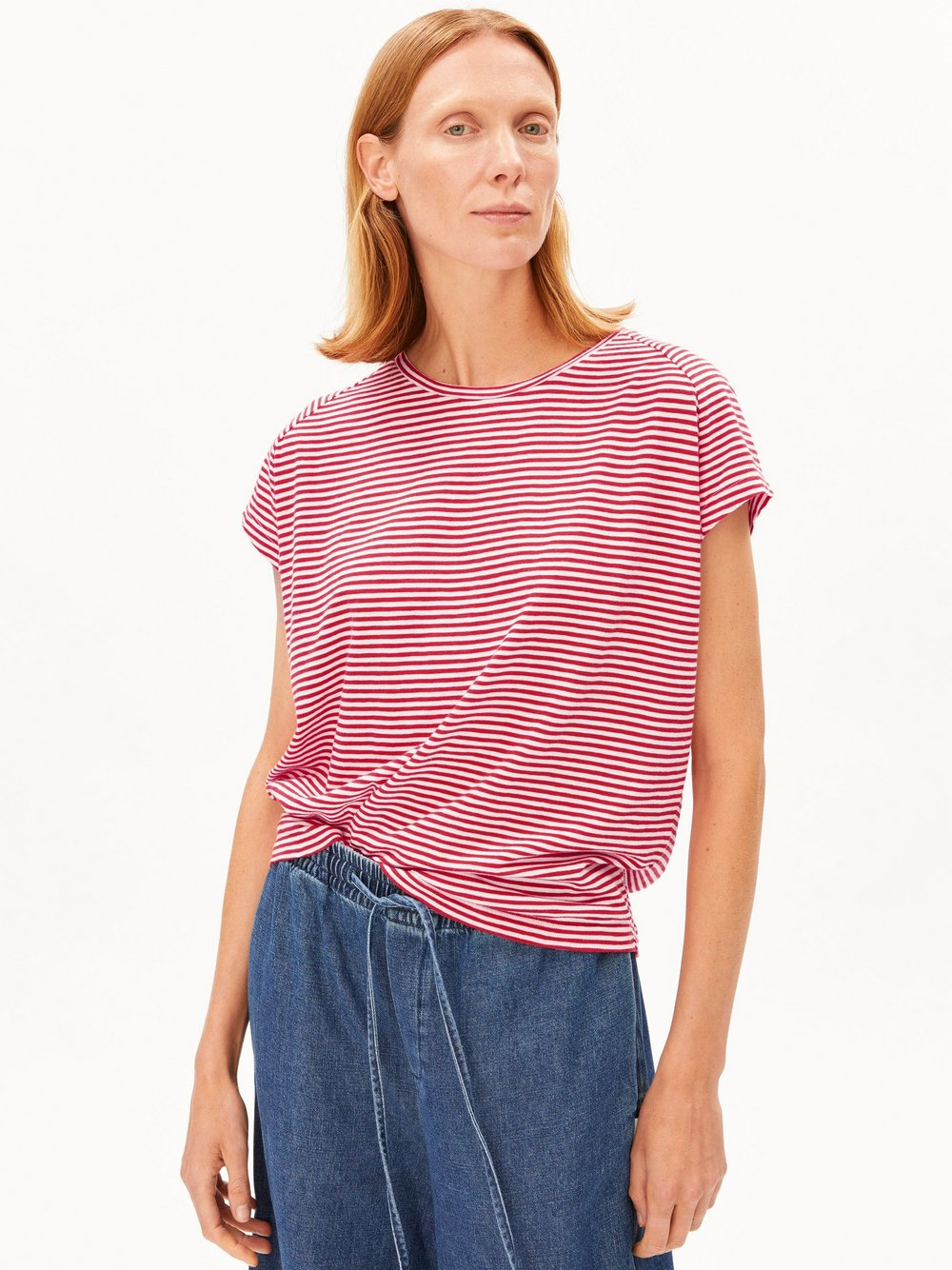 ARMEDANGELS Koszulka - Slub Jersey Stripe Kobiety Bawełna czerwony, M