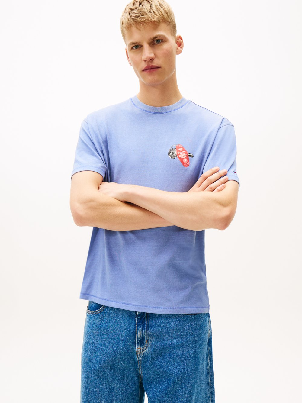 Tommy Jeans Koszulka męska Mężczyźni Bawełna niebieski, S