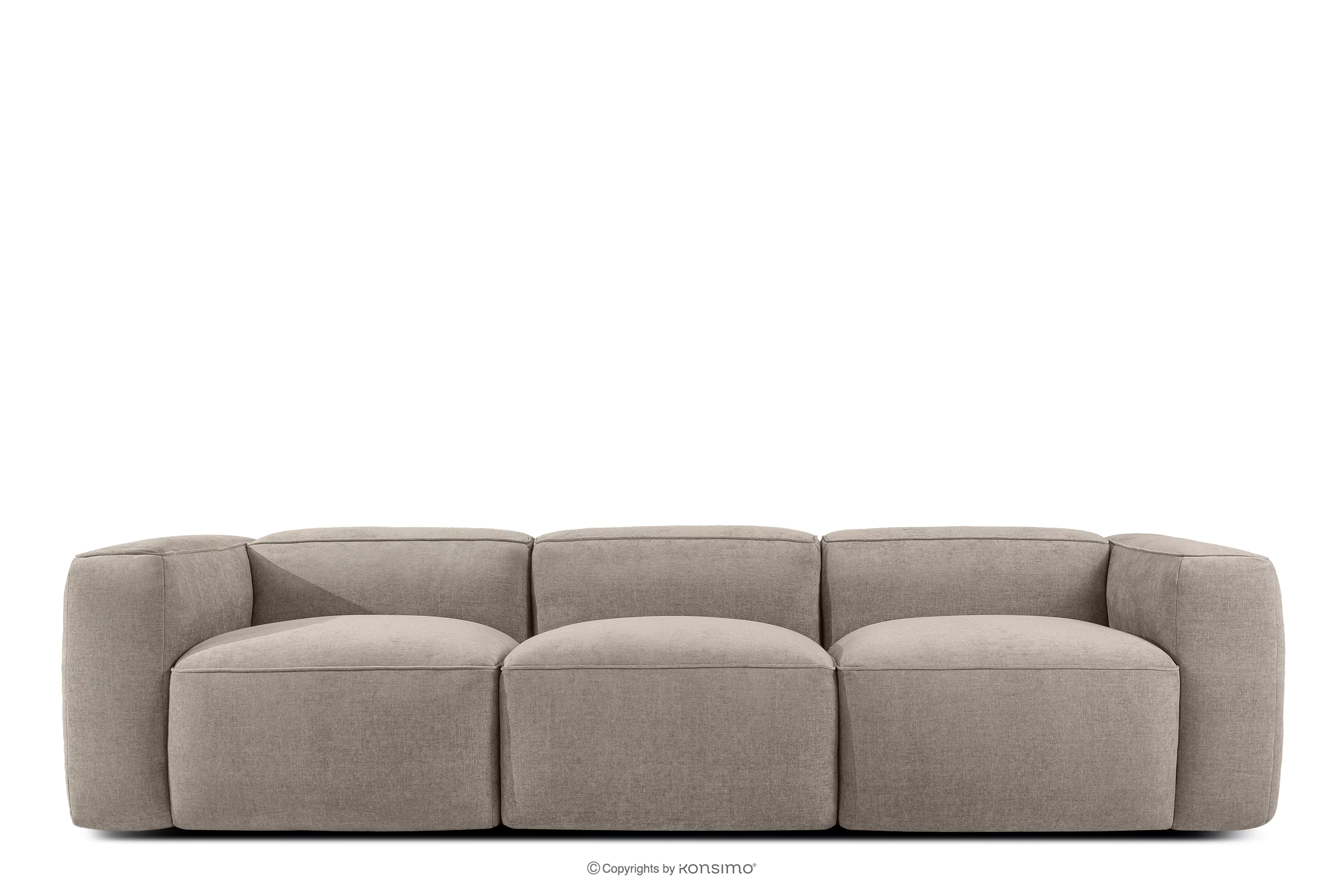 Miękka sofa trzyosobowa w tkaninie plecionej beżowy FUBBO