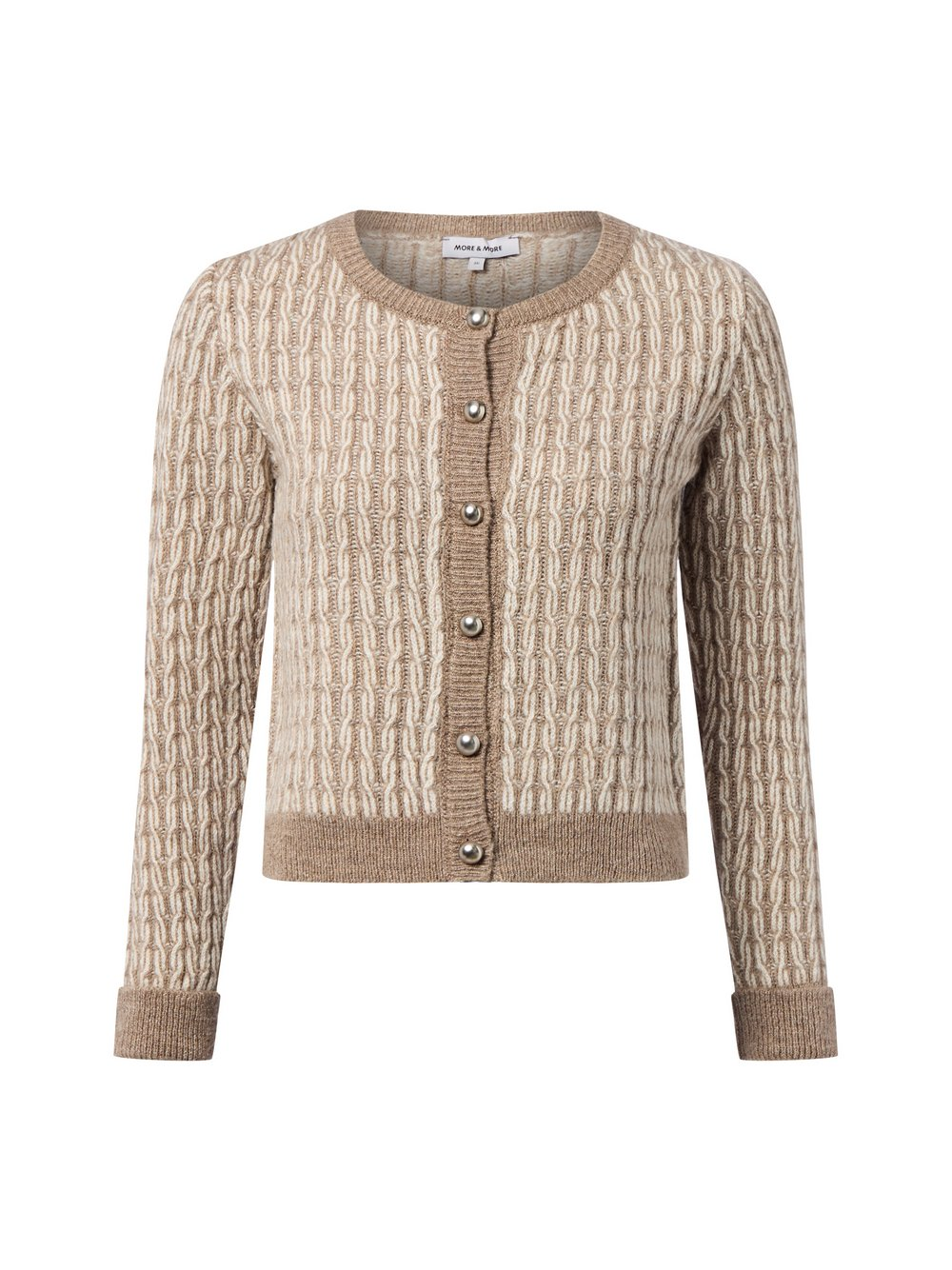 More & More Sweter damski z dzianiny Kobiety Sztuczne włókno brązowy|biały, 40
