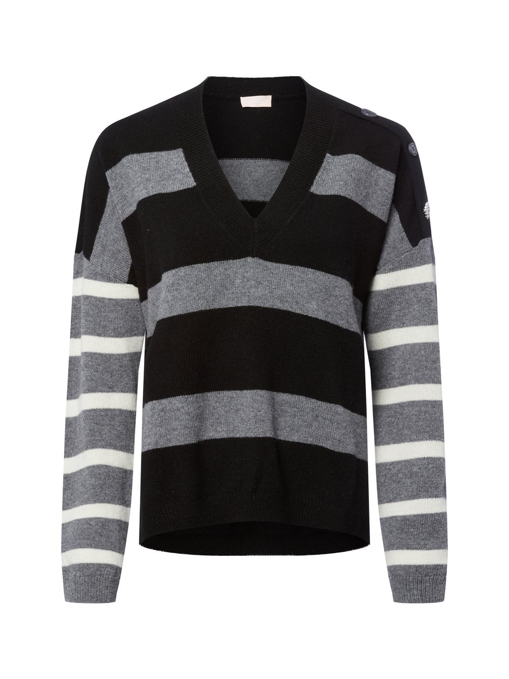 Liu Jo Collection Sweter damski z dzianiny - Maglia chiusa Kobiety Wełna czarny|szary|biały, M