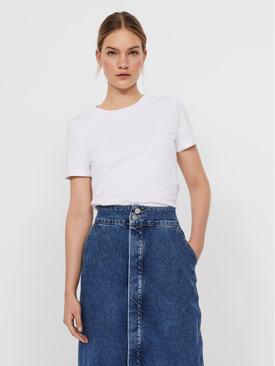 Vero Moda T-Shirt Paula 10243889 Biały Regular Fit