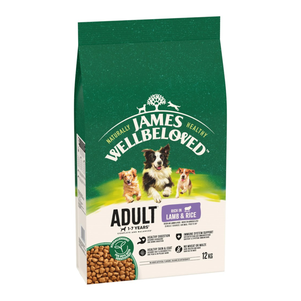 James Wellbeloved Adult Dog Hypoallergenic, jagnięcina i ryż - 2 x 12 kg