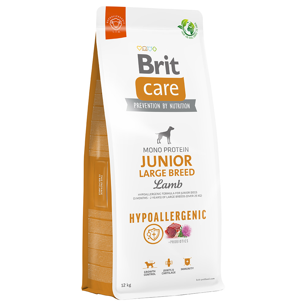 Dwupak Brit Care Hypoallergenic - Junior Large Breed, jagnięcina i ryż, 2 x 12 kg