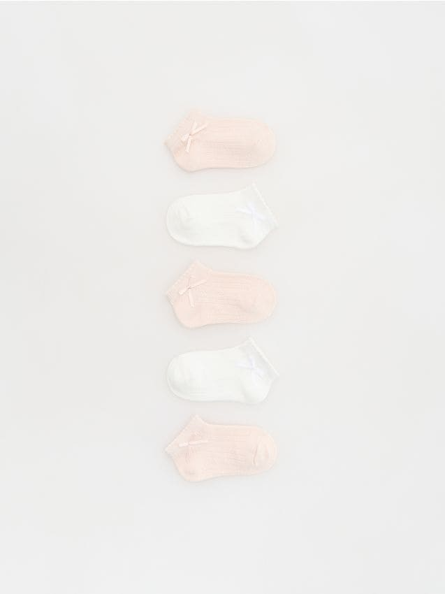 Reserved - Skarpetki z kokardką 5 pack - złamana biel