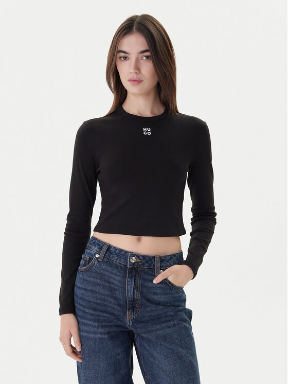 Hugo Bluzka Dafilomena_3 50518378 Czarny Slim Fit