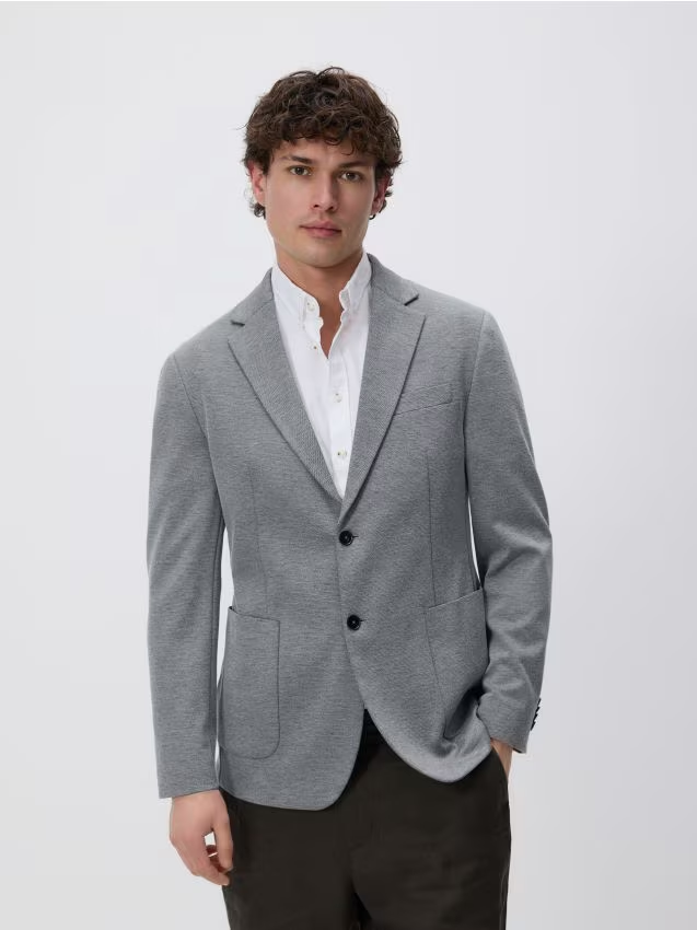 Reserved - Marynarka slim fit z dodatkiem wiskozy - czarny