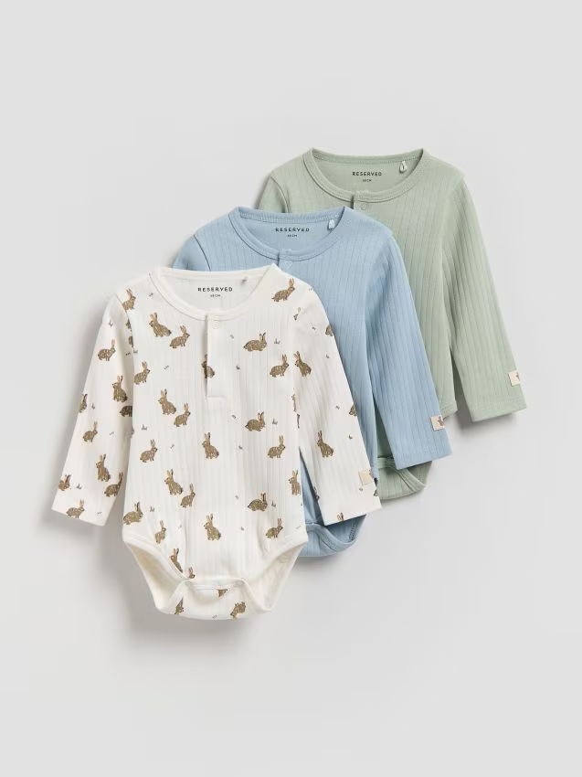 Reserved - Bawełniane body 3 pack - kremowy