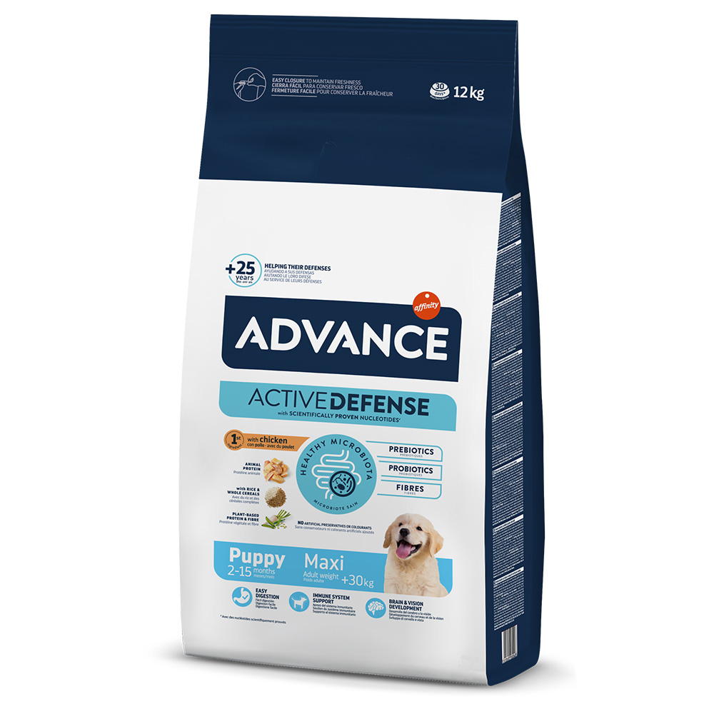 Kilogramy gratis! Advance, karma sucha dla psa, różne rodzaje - Maxi Puppy Protect, 12 kg (10,5 + 1,5 kg gratis!)