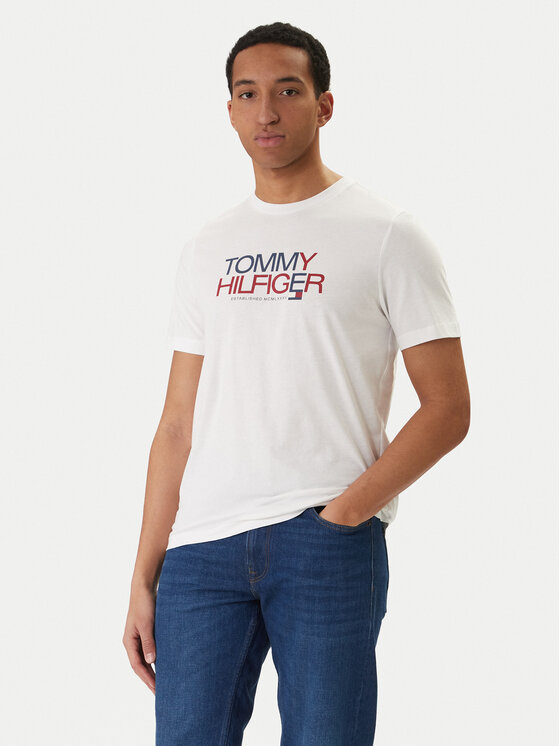 Tommy Hilfiger T-Shirt Brand Love Big Text MW0MW42369 Biały Regular Fit