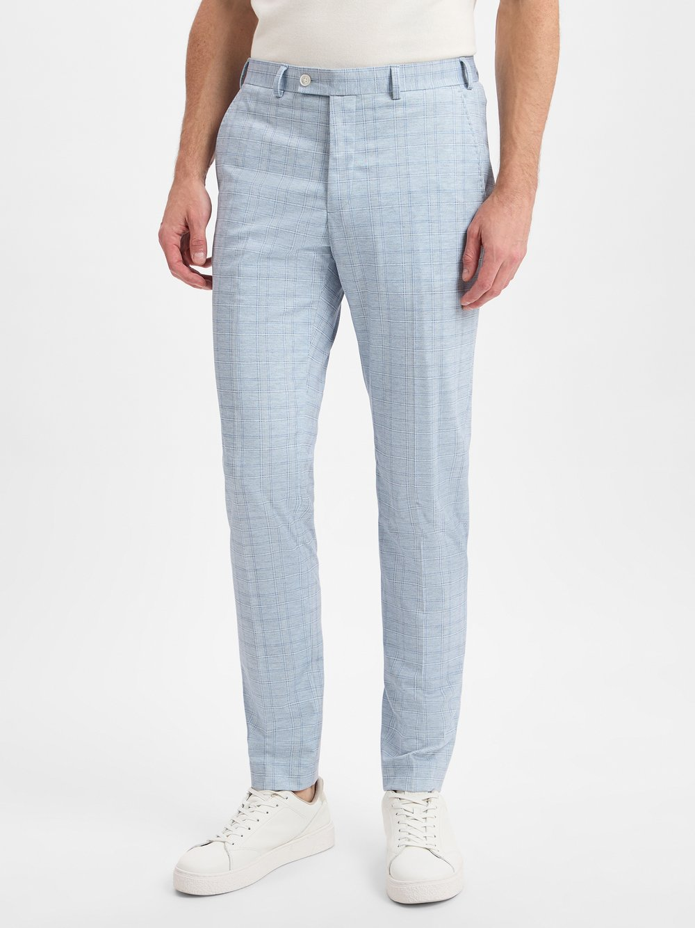 Finshley & Harding London Męskie spodnie garniturowe - Hoxdon Mężczyźni Slim Fit niebieski, 52