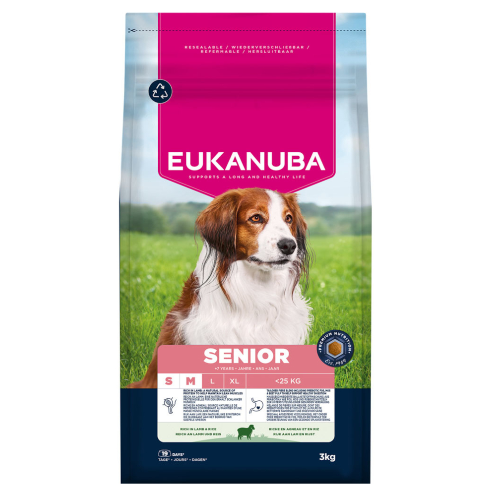 Eukanuba Premium Nutrition Senior Small & Medium Breed, jagnięcina i ryż - 2 x 3 kg