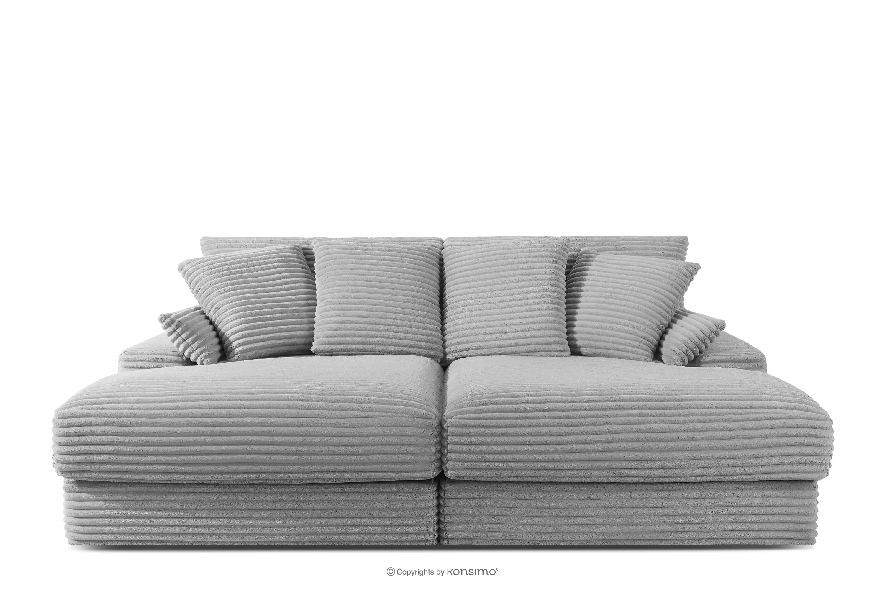 Sofa z głębokim siedziskiem trzyosobowa w tkaninie sztruks jasny szary ACERA
