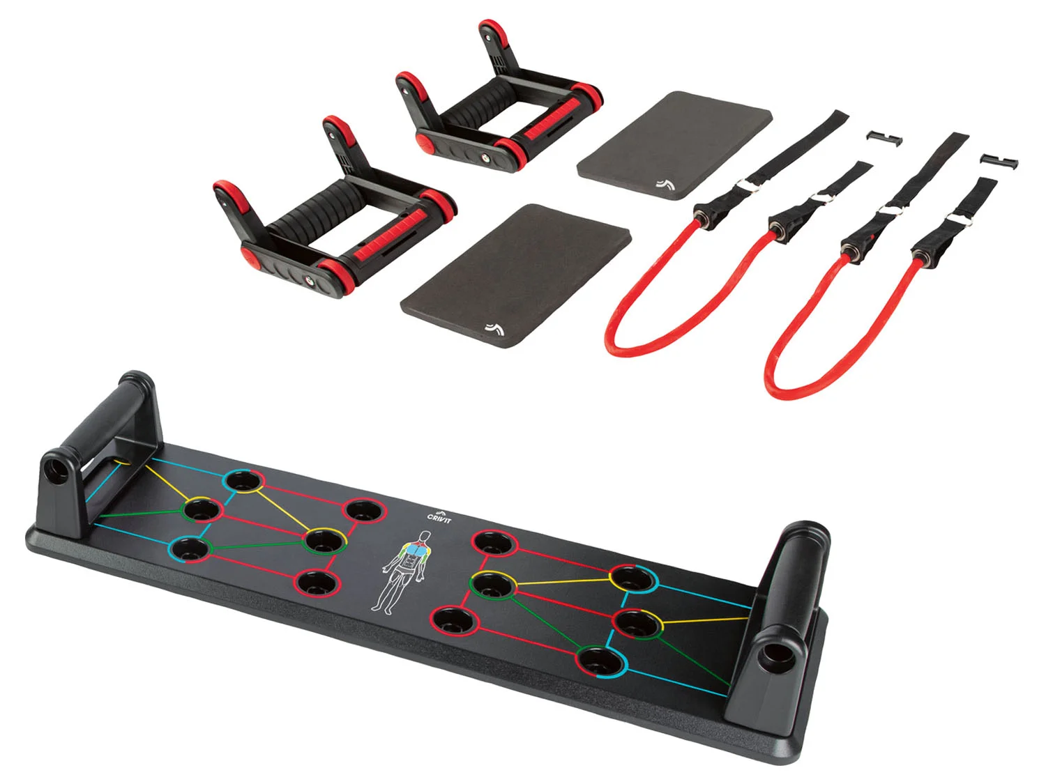 CRIVIT Deska do pompek / Zestaw do fitness 3w1 miniaturka