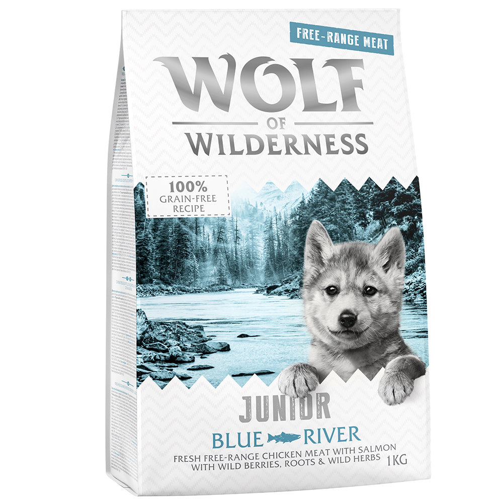 Wolf of Wilderness Junior "Blue River", łosoś i kurczak z wolnego wybiegu - 5 x 1 kg