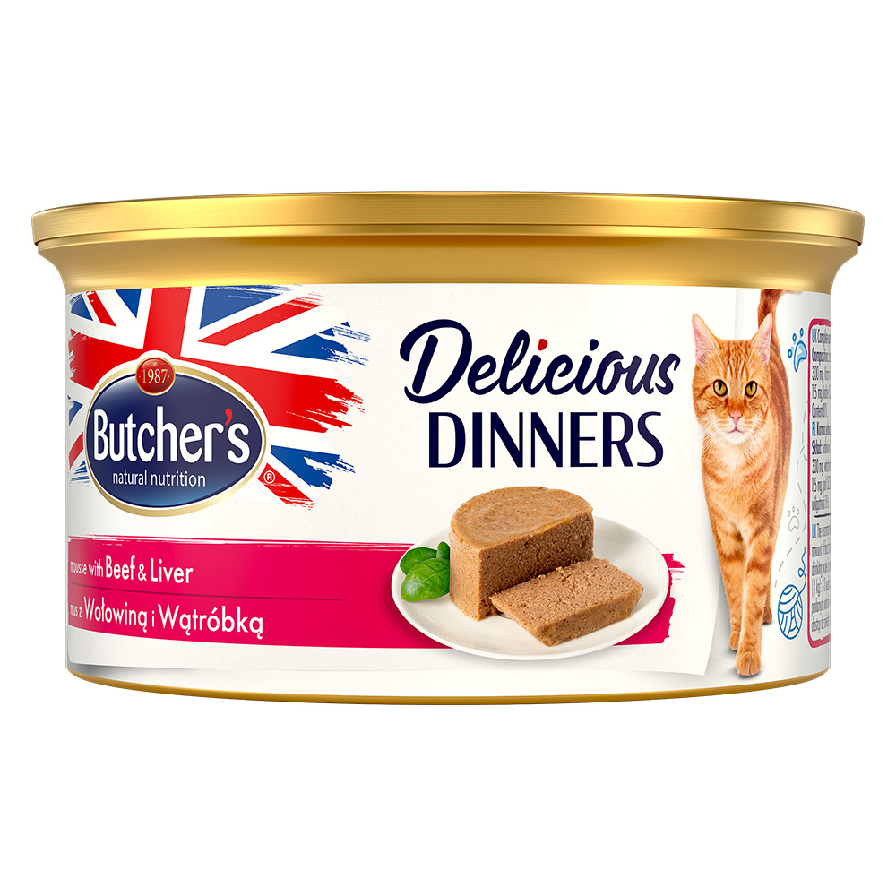 Megapakiet Butcher's Delicious Dinners, 48 x 85 g - Mięso wołowe i wątróbka