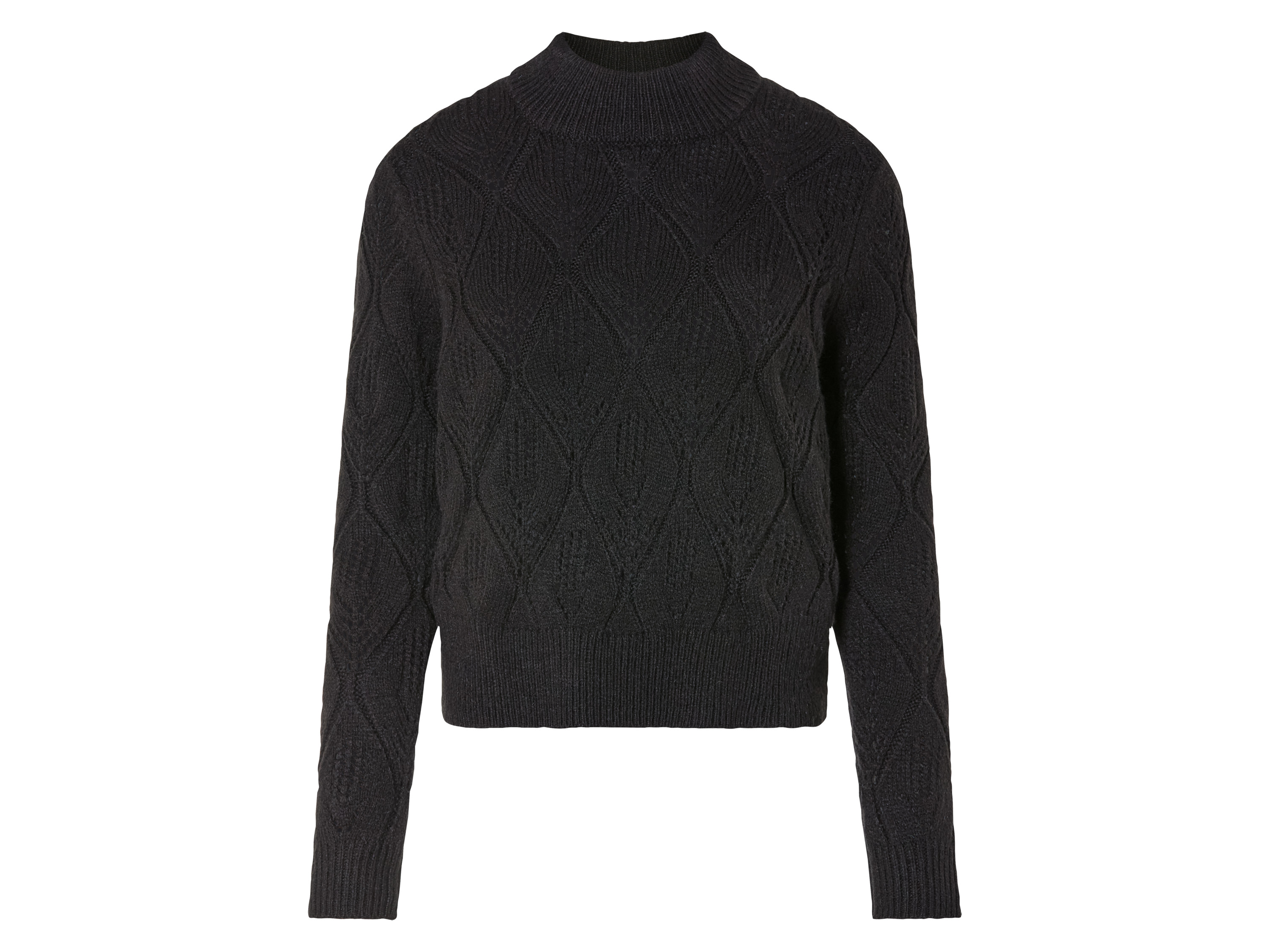 esmara® Damski sweter z grubej dzianiny z wzorem warkoczowym (Czarny, M(40/42))
