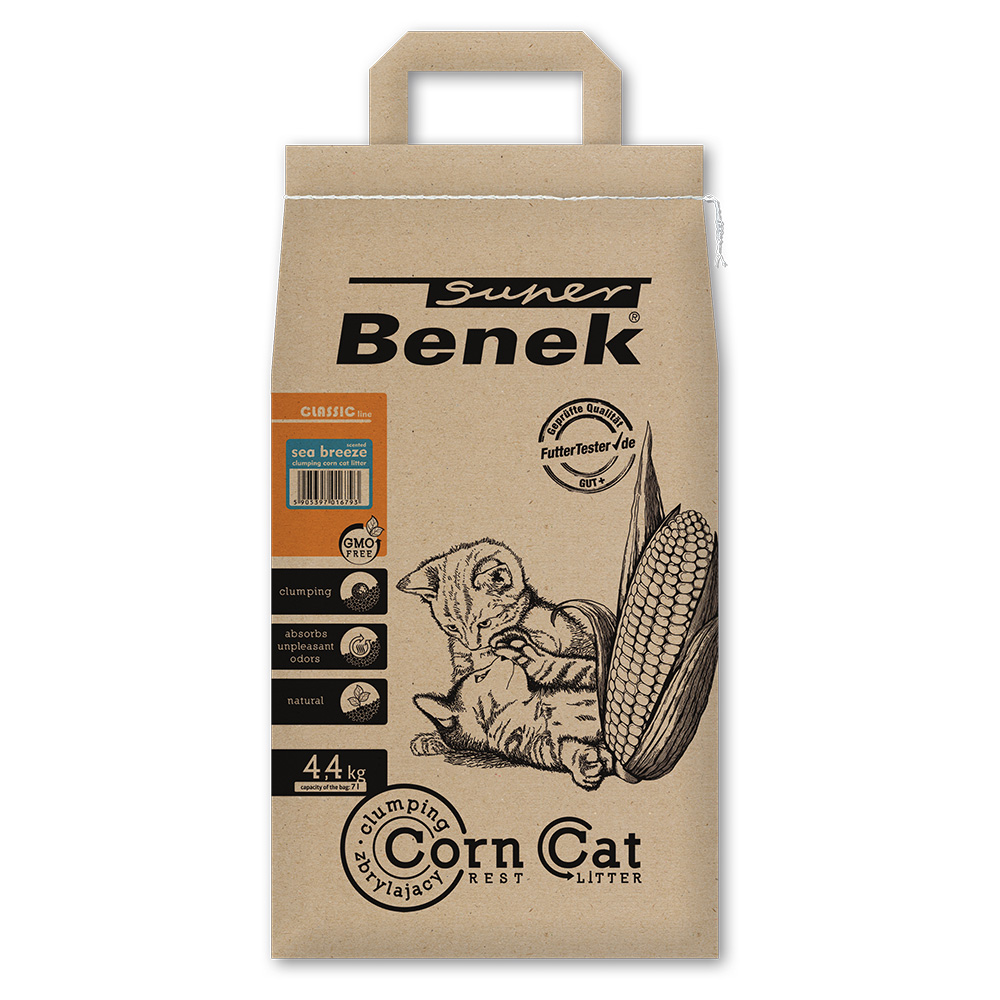 Super Benek Corn Cat, bryza morska, żwirek dla kota - 7 l (ok. 4.4 kg) miniaturka