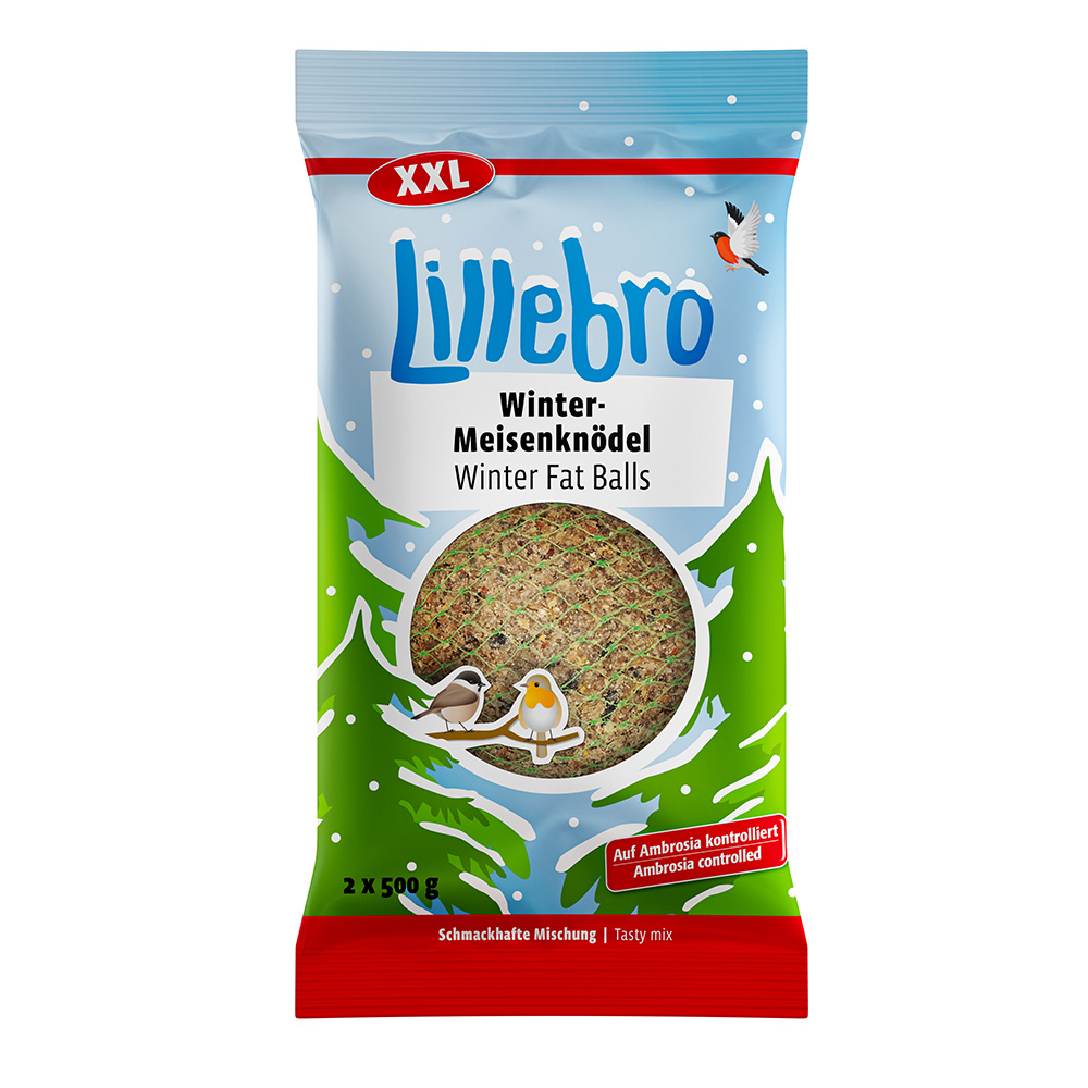 Lillebro Winter XXL, kule tłuszczowe dla dzikich ptaków - 2 x 500 g miniaturka