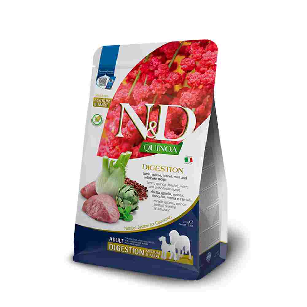 Farmina N&D Quinoa Adult Digestion, jagnięcina i koper włoski - 7 kg
