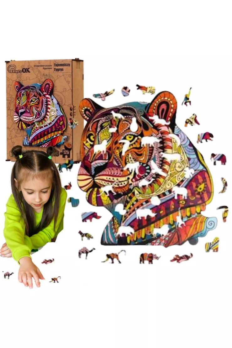 Puzzle drewniane eko 129 el. Tajemniczy tygrys A3